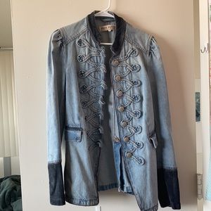 Free People Denim Seamed And Structured Jacket